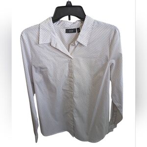 Apt. 9 Women's White and Black Dotted Shirt